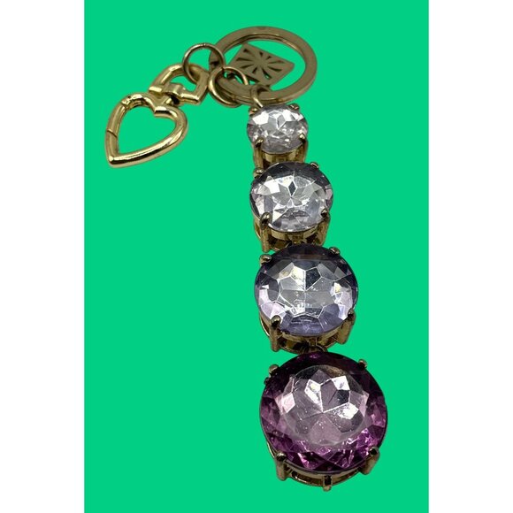 Gold-Tone Keychain With Large Faceted Purple & Clear Gemstones - Picture 5 of 5